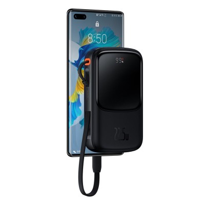 Портативный аккумулятор BASEUS Qpow Pro Digital Display Fast Charge 22.5W Type-C Edition, 3A, 10000 мА⋅ч, черный, с кабе Портативный аккумулятор BASEUS Qpow Pro Digital Display Fast Charge 22.5W Type-C Edition, 3A, 10000 мА⋅ч, черный, с кабе