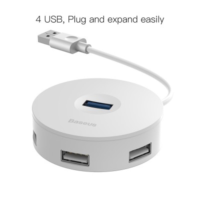 Переходник/Адаптер BASEUS Round Box, Разветвитель, USB - 1xUSB3.0 + 3xUSB2.0, 25 см, белый Переходник/Адаптер BASEUS Round Box, Разветвитель, USB - 1xUSB3.0 + 3xUSB2.0, 25 см, белый