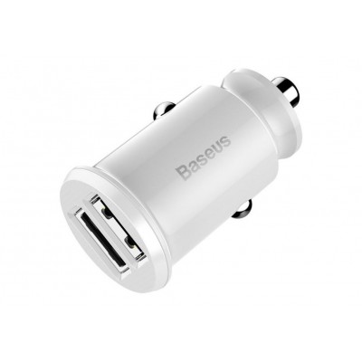 Автомобильное зарядное устройство BASEUS Grain, 2*USB, 3.1A, 5W, белый Автомобильное зарядное устройство BASEUS Grain, 2*USB, 3.1A, 5W, белый