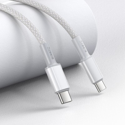 Кабель USB-C BASEUS High Density Braided, Type-C - Type-C, 5A, 1 м, белый Кабель USB-C BASEUS High Density Braided, Type-C - Type-C, 5A, 1 м, белый