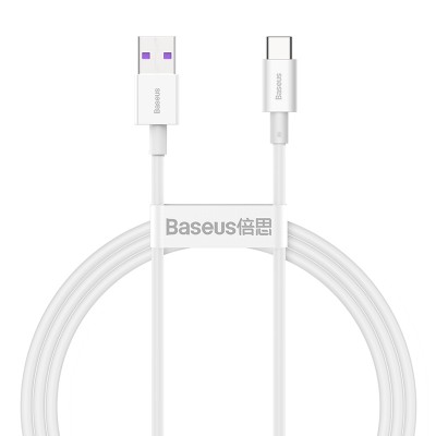Кабель USB BASEUS Superior Series Fast Charging, USB - Type-C, 6A, 1 м, белый Кабель USB BASEUS Superior Series Fast Charging, USB - Type-C, 6A, 1 м, белый