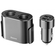 Автомобильное зарядное устройство BASEUS High Efficiency, 2*USB + разветвитель 2*прикуриватель, 3.1A, 100 Вт, черный
