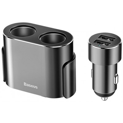 Автомобильное зарядное устройство BASEUS High Efficiency, 2*USB + разветвитель 2*прикуриватель, 3.1A, 100 Вт, черный Автомобильное зарядное устройство BASEUS High Efficiency, 2*USB + разветвитель 2*прикуриватель, 3.1A, 100 Вт, черный