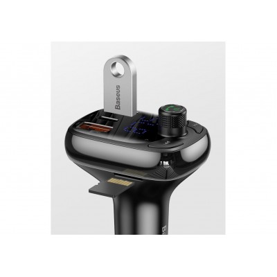 FM - Трансмиттер BASEUS T Shaped S-13, 2*USB+USB-C, черный, дисплей, TF FM - Трансмиттер BASEUS T Shaped S-13, 2*USB+USB-C, черный, дисплей, TF