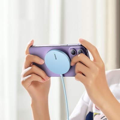 Беспроводное зарядное устройство BASEUS Simple Mini3 Magnetic Wireless Charger + Кабель Type-C, 2A, 15W, синий Беспроводное зарядное устройство BASEUS Simple Mini3 Magnetic Wireless Charger + Кабель Type-C, 2A, 15W, синий