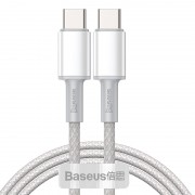 Кабель USB-C BASEUS High Density Braided, Type-C - Type-C, 5A, 1 м, белый