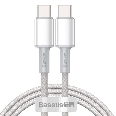 Кабель USB-C BASEUS High Density Braided, Type-C - Type-C, 5A, 1 м, белый Кабель USB-C BASEUS High Density Braided, Type-C - Type-C, 5A, 1 м, белый