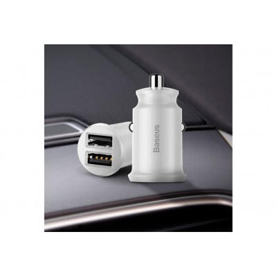 Автомобильное зарядное устройство BASEUS Grain, 2*USB, 3.1A, 5W, белый Автомобильное зарядное устройство BASEUS Grain, 2*USB, 3.1A, 5W, белый