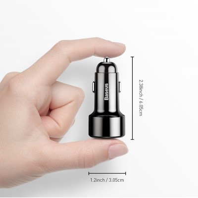 Автомобильное зарядное устройство BASEUS Magic C20C, 2*USB, 5A, 45W, черный, дисплей+быстрая зарядка Автомобильное зарядное устройство BASEUS Magic C20C, 2*USB, 5A, 45W, черный, дисплей+быстрая зарядка