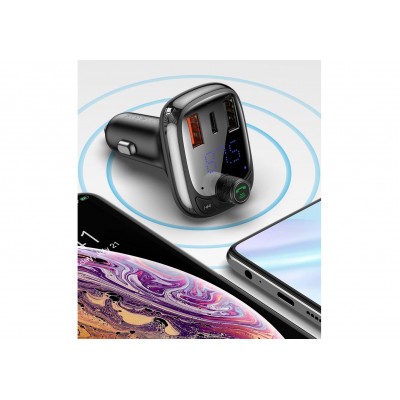 FM - Трансмиттер BASEUS T Shaped S-13, 2*USB+USB-C, черный, дисплей, TF FM - Трансмиттер BASEUS T Shaped S-13, 2*USB+USB-C, черный, дисплей, TF