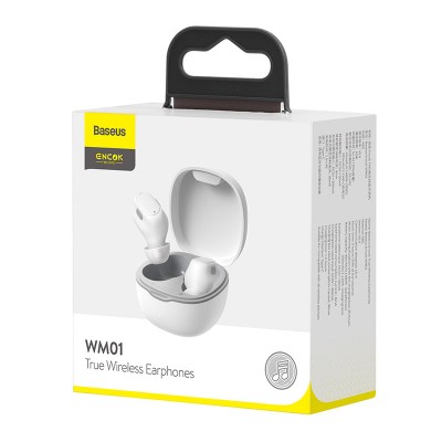 Беспроводные наушники BASEUS Encok True WM01, Bluetooth, белый Беспроводные наушники BASEUS Encok True WM01, Bluetooth, белый
