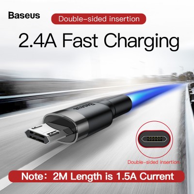 Кабель USB BASEUS Cafule, USB - MicroUSB, 2А, 3 м, серо-черный Кабель USB BASEUS Cafule, USB - MicroUSB, 2А, 3 м, серо-черный