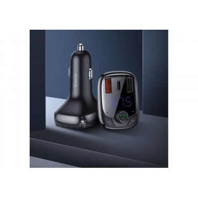FM - Трансмиттер BASEUS T Shaped S-13, 2*USB+USB-C, черный, дисплей, TF FM - Трансмиттер BASEUS T Shaped S-13, 2*USB+USB-C, черный, дисплей, TF