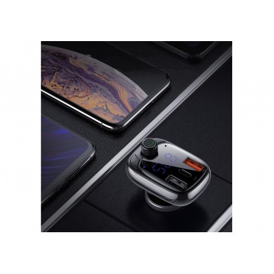 FM - Трансмиттер BASEUS T Shaped S-13, 2*USB+USB-C, черный, дисплей, TF FM - Трансмиттер BASEUS T Shaped S-13, 2*USB+USB-C, черный, дисплей, TF