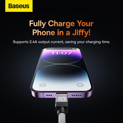 Кабель USB BASEUS CoolPlay Series Fast Charging, USB - Lightning, 2.4А, 2 м, белый Кабель USB BASEUS CoolPlay Series Fast Charging, USB - Lightning, 2.4А, 2 м, белый
