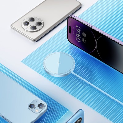 Беспроводное зарядное устройство BASEUS Simple Mini3 Magnetic Wireless Charger + Кабель Type-C, 2A, 15W, синий Беспроводное зарядное устройство BASEUS Simple Mini3 Magnetic Wireless Charger + Кабель Type-C, 2A, 15W, синий