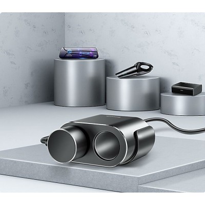 Автомобильное зарядное устройство BASEUS High Efficiency, 2*USB + разветвитель 2*прикуриватель, 3.1A, 100 Вт, черный Автомобильное зарядное устройство BASEUS High Efficiency, 2*USB + разветвитель 2*прикуриватель, 3.1A, 100 Вт, черный
