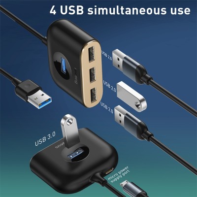 Переходник/Адаптер BASEUS Square round, USB3.0 - USB3.0 + 3xUSB2.0, 1 м, черный Переходник/Адаптер BASEUS Square round, USB3.0 - USB3.0 + 3xUSB2.0, 1 м, черный