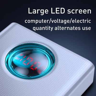 Портативный аккумулятор BASEUS Amblight, 3A, 30000 мА⋅ч, белый, быстрая зарядка, дисплей Портативный аккумулятор BASEUS Amblight, 3A, 30000 мА⋅ч, белый, быстрая зарядка, дисплей