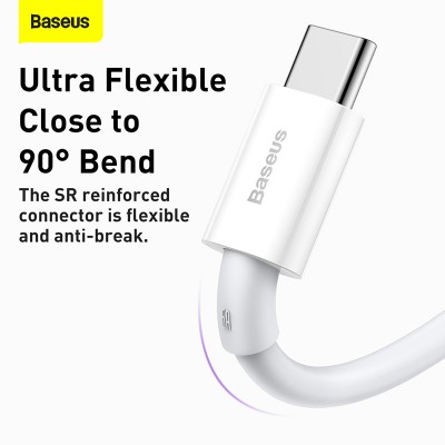Кабель USB BASEUS Superior Series Fast Charging, USB - Type-C, 6A, 1 м, белый Кабель USB BASEUS Superior Series Fast Charging, USB - Type-C, 6A, 1 м, белый