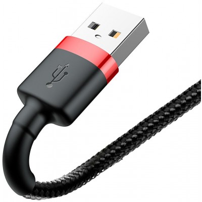 Кабель USB BASEUS Cafule, USB - Lightning, 2.4А, 1 м, красный+черный Кабель USB BASEUS Cafule, USB - Lightning, 2.4А, 1 м, красный+черный