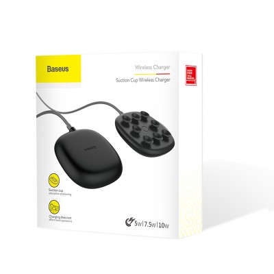 Беспроводное зарядное устройство BASEUS Suction Cup, 2A, 10W, черный Беспроводное зарядное устройство BASEUS Suction Cup, 2A, 10W, черный