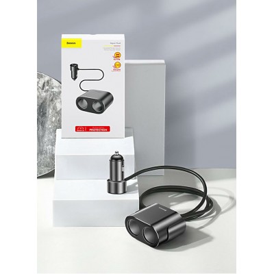 Автомобильное зарядное устройство BASEUS High Efficiency, 2*USB + разветвитель 2*прикуриватель, 3.1A, 100 Вт, черный Автомобильное зарядное устройство BASEUS High Efficiency, 2*USB + разветвитель 2*прикуриватель, 3.1A, 100 Вт, черный