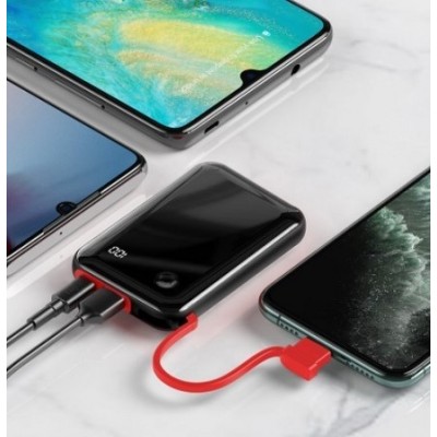 Портативный аккумулятор BASEUS Mini S Digital Display, 3A, 10000 мА⋅ч, черный, с кабелем Ip Портативный аккумулятор BASEUS Mini S Digital Display, 3A, 10000 мА⋅ч, черный, с кабелем Ip