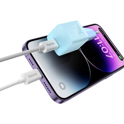 Зарядное устройство BASEUS GaN5 Fast Charger(mini) USB-C, 3A, 30W, синий Зарядное устройство BASEUS GaN5 Fast Charger(mini) USB-C, 3A, 30W, синий