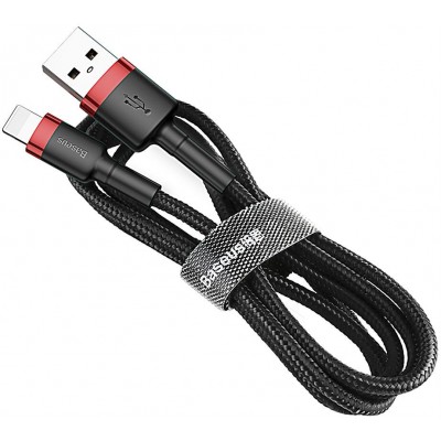 Кабель USB BASEUS Cafule, USB - Lightning, 2.4А, 1 м, красный+черный Кабель USB BASEUS Cafule, USB - Lightning, 2.4А, 1 м, красный+черный