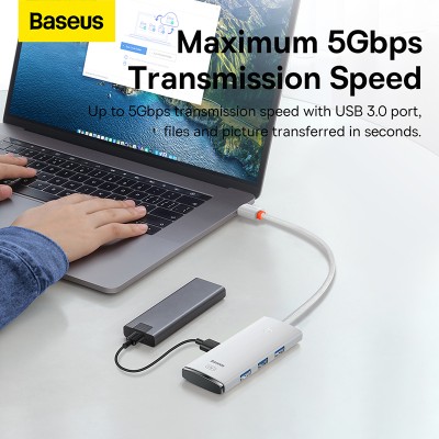 Переходник/Адаптер BASEUS Lite Series 4-Port, Разветвитель, USB - 4xUSB3.0, белый, кабель 0,25см Переходник/Адаптер BASEUS Lite Series 4-Port, Разветвитель, USB - 4xUSB3.0, белый, кабель 0,25см