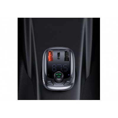 FM - Трансмиттер BASEUS T Shaped S-13, 2*USB+USB-C, черный, дисплей, TF FM - Трансмиттер BASEUS T Shaped S-13, 2*USB+USB-C, черный, дисплей, TF