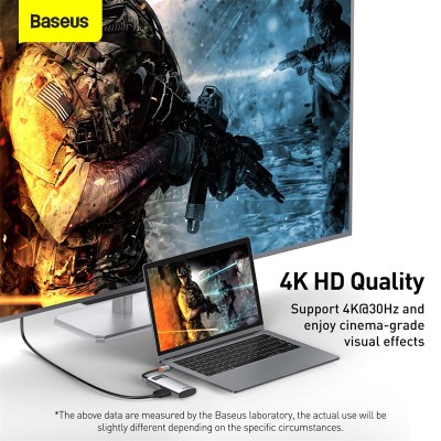 Переходник/Адаптер BASEUS Metal Gleam Series 4-in-1, Разветвитель, Type-C - USB3.0 + USB2.0 + HDMI + PD, серый Переходник/Адаптер BASEUS Metal Gleam Series 4-in-1, Разветвитель, Type-C - USB3.0 + USB2.0 + HDMI + PD, серый