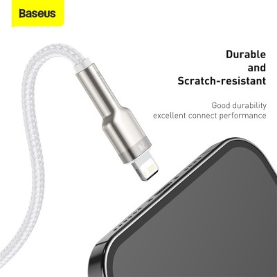 Кабель USB BASEUS Cafule Series Metal, USB - Lightning, 2.4А, 2 м, белый Кабель USB BASEUS Cafule Series Metal, USB - Lightning, 2.4А, 2 м, белый