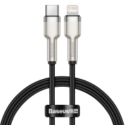 Кабель USB-C BASEUS Cafule Series Metal, Type-C - Lightning, 20W, 25 см, черный