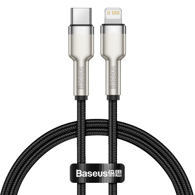 Кабель USB-C BASEUS Cafule Series Metal, Type-C - Lightning, 20W, 25 см, черный Кабель USB-C BASEUS Cafule Series Metal, Type-C - Lightning, 20W, 25 см, черный