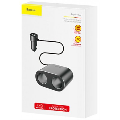 Автомобильное зарядное устройство BASEUS High Efficiency, 2*USB + разветвитель 2*прикуриватель, 3.1A, 100 Вт, черный Автомобильное зарядное устройство BASEUS High Efficiency, 2*USB + разветвитель 2*прикуриватель, 3.1A, 100 Вт, черный