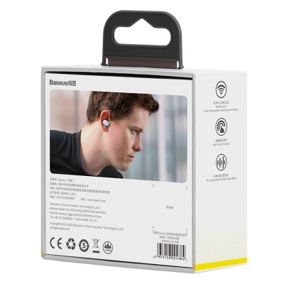 Беспроводные наушники BASEUS Encok WM01, Bluetooth, 40 мАч, белый, Type-C Беспроводные наушники BASEUS Encok WM01, Bluetooth, 40 мАч, белый, Type-C