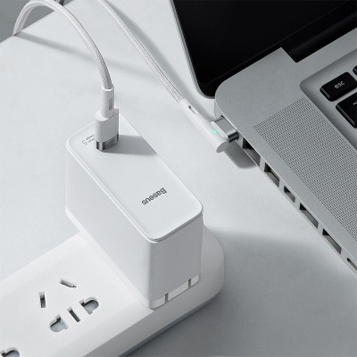 Кабель USB-C BASEUS Zinc Magnetic Series iP Laptop, Type-C - L-shaped, 60W, 2 м, белый Кабель USB-C BASEUS Zinc Magnetic Series iP Laptop, Type-C - L-shaped, 60W, 2 м, белый