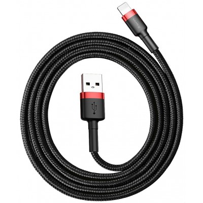 Кабель USB BASEUS Cafule, USB - Lightning, 2.4А, 1 м, красный+черный Кабель USB BASEUS Cafule, USB - Lightning, 2.4А, 1 м, красный+черный