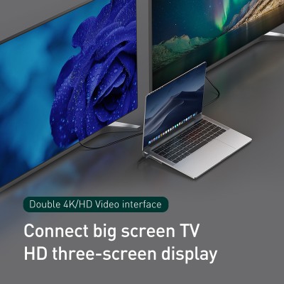 Переходник/Адаптер BASEUS C-C3UEHVMSDC35, Разветвитель, Type-C - 3xUSB3.0 + 2xHDMI + VGA + TF/SD + RJ45 + PD + 3.5mm, те Переходник/Адаптер BASEUS C-C3UEHVMSDC35, Разветвитель, Type-C - 3xUSB3.0 + 2xHDMI + VGA + TF/SD + RJ45 + PD + 3.5mm, те