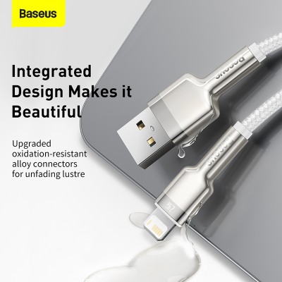 Кабель USB BASEUS Cafule Series Metal, USB - Lightning, 2.4А, 2 м, белый Кабель USB BASEUS Cafule Series Metal, USB - Lightning, 2.4А, 2 м, белый