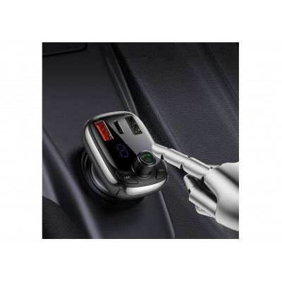 FM - Трансмиттер BASEUS T Shaped S-13, 2*USB+USB-C, черный, дисплей, TF FM - Трансмиттер BASEUS T Shaped S-13, 2*USB+USB-C, черный, дисплей, TF