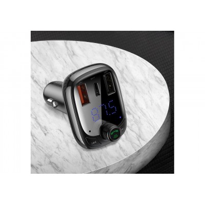 FM - Трансмиттер BASEUS T Shaped S-13, 2*USB+USB-C, черный, дисплей, TF FM - Трансмиттер BASEUS T Shaped S-13, 2*USB+USB-C, черный, дисплей, TF