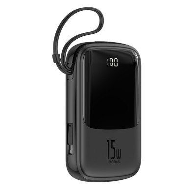 Портативный аккумулятор BASEUS Qpow, 3A, 10000 мА⋅ч, черный, с кабелем Lightning Портативный аккумулятор BASEUS Qpow, 3A, 10000 мА⋅ч, черный, с кабелем Lightning