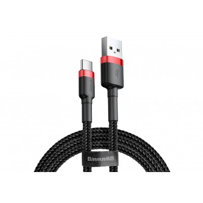Кабель USB BASEUS Cafule, USB - Type-C, 3A, 0,5 м, красный+черный Кабель USB BASEUS Cafule, USB - Type-C, 3A, 0,5 м, красный+черный