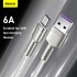 Кабель USB BASEUS Cafule Series Metal, USB - Type-C, 6A, 66W, 2 м, белый Кабель USB BASEUS Cafule Series Metal, USB - Type-C, 6A, 66W, 2 м, белый