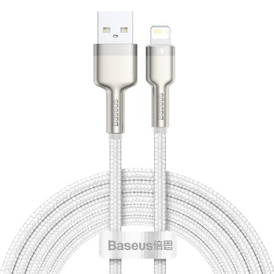 Кабель USB BASEUS Cafule Series Metal, USB - Lightning, 2.4А, 2 м, белый Кабель USB BASEUS Cafule Series Metal, USB - Lightning, 2.4А, 2 м, белый