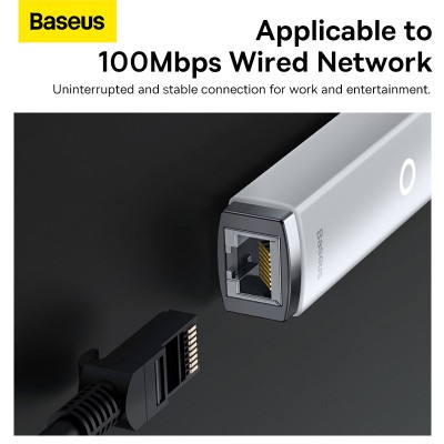 Переходник/Адаптер BASEUS Lite Series Ethernet Adapter, Type-C - RJ45 (100Mbps), белый Переходник/Адаптер BASEUS Lite Series Ethernet Adapter, Type-C - RJ45 (100Mbps), белый