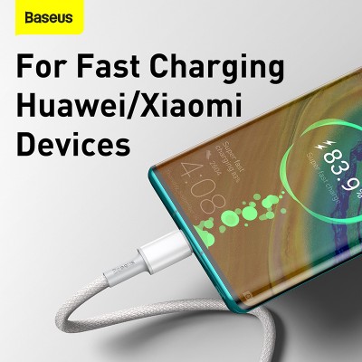 Кабель USB-C BASEUS High Density Braided, Type-C - Type-C, 5A, 1 м, белый Кабель USB-C BASEUS High Density Braided, Type-C - Type-C, 5A, 1 м, белый